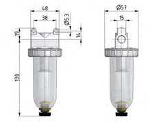 Filtro 5micrones G3/8'' 800l/min Semi-Auto Policarbonato Estándar 1