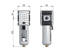 Filtro de carbón activado G3/8'' 470l/min sin drenaje Polycarbonate Futura 1