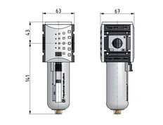 Filtro de carbón activado G1/2'' 1700l/min Sin Drenaje Policarbonato Futura 2