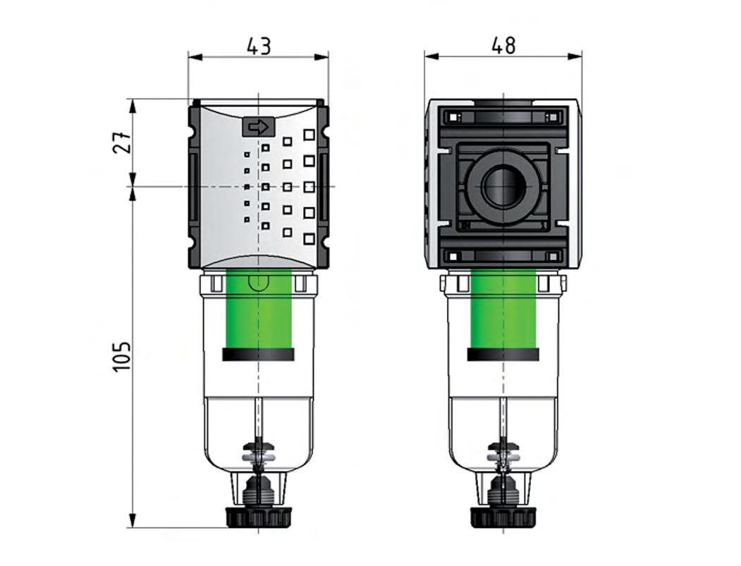 Prefiltro 0,3micrones G1/4'' 140l/min Auto (Cerrado sin presión) Policarbonato Futura 0