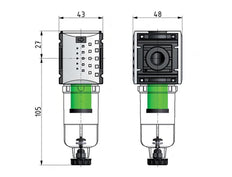 Prefiltro 0,3micrones G1/4'' 140l/min Auto (Cerrado sin presión) Policarbonato Futura 0