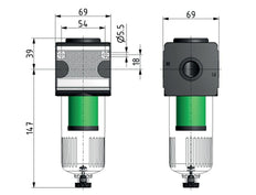 Microfiltro 0.01micrones G1/2'' 720l/min Jaula Protectora Automática Policarbonato Multifix 2