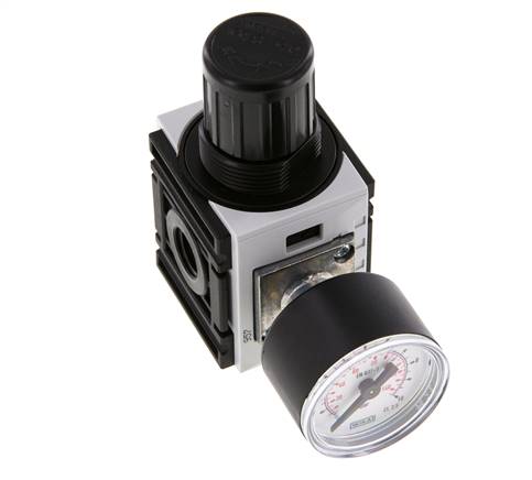 Regulador de presión G1/4'' 1000l/min 0.5-8.0bar/7-116psi PA 40 mm Manómetro Futura 0