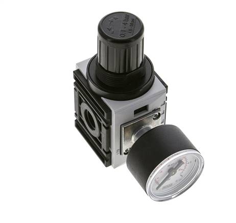 Regulador de presión para ensamblaje de colector G1/4'' 1000l/min 0.2-4.0bar/3-58psi PA 40 mm Manómetro Futura 0