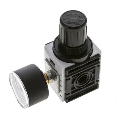 Regulador de presión para ensamblaje de colector G1/4'' 1000l/min 0.2-4.0bar/3-58psi PA 40 mm Manómetro Futura 0