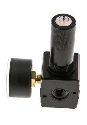 Regulador de presión de precisión G1/4'' 2100l/min 0.5-10.0bar/7-145psi Cilindro de fundición de zinc con cerradura Multifix 1