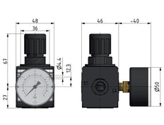 Regulador de presión G1/4'' 2100l/min 0.5-10.0bar/7-145psi de fundición de zinc Multifix 1
