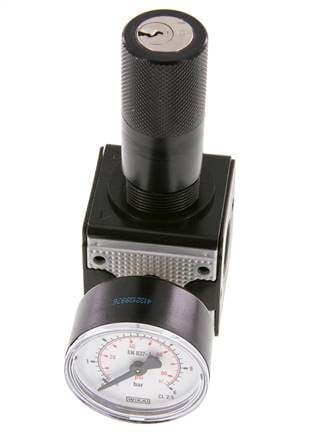 Regulador de presión G1/4'' 2100l/min 0.1-3.0bar/1-44psi Cilindro de fundición de zinc con bloqueo Multifix 1