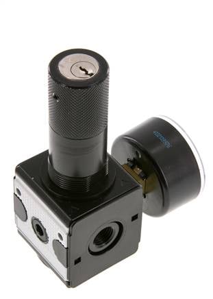 Regulador de presión G1/4'' 2100l/min 0.1-3.0bar/1-44psi Cilindro de fundición de zinc con bloqueo Multifix 1