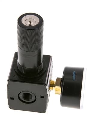 Regulador de presión G1/4'' 2100l/min 0.1-3.0bar/1-44psi Cilindro de fundición de zinc con bloqueo Multifix 1