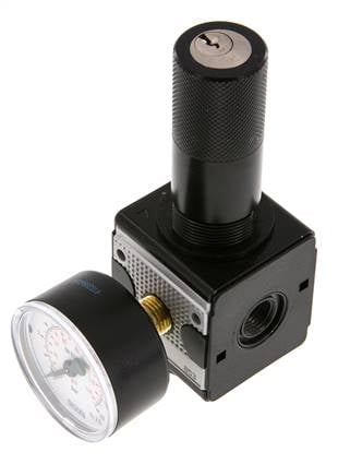 Regulador de presión G1/4'' 2100l/min 0.2-6.0bar/3-87psi Cilindro de fundición de zinc con bloqueo Multifix 1