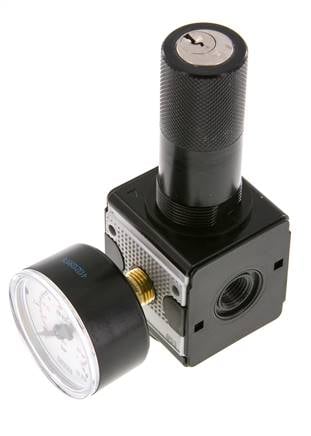 Regulador de presión G1/4'' 2100l/min 0.1-3.0bar/1-44psi Cilindro de fundición de zinc con bloqueo Multifix 1