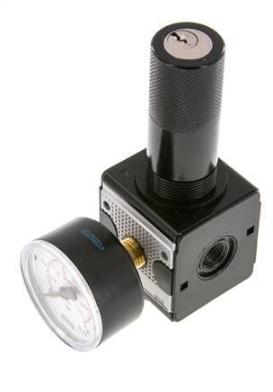 Regulador de presión G1/4'' 2100l/min 0.5-16.0bar/7-232psi Cilindro de fundición de zinc con bloqueo Multifix 1