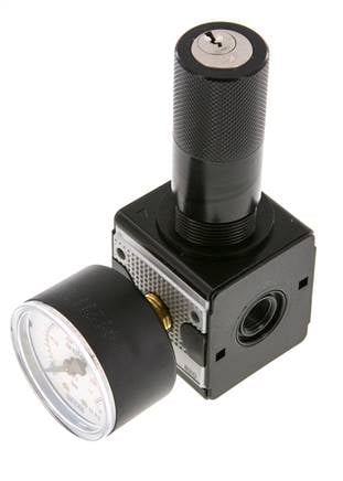 Regulador de presión G1/4'' 2100l/min 0.5-10.0bar/7-145psi Cilindro de fundición de zinc con bloqueo Multifix 1