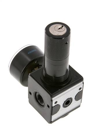 Regulador de presión G1/4'' 2100l/min 0.1-3.0bar/1-44psi Cilindro de fundición de zinc con bloqueo Multifix 1