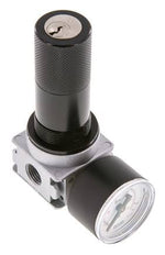 Regulador de presión G1/4'' 1450l/min 0.5-10.0bar/7-145psi de fundición de zinc con manómetro de 40 mm y cierre de cilindro Multifix 0