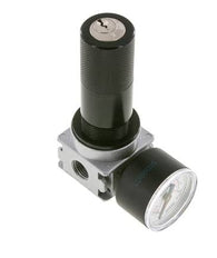 Regulador de presión G1/4'' 1450l/min 0.2-6.0bar/3-87psi de fundición de zinc con manómetro de 40 mm y cierre de cilindro Multifix 0
