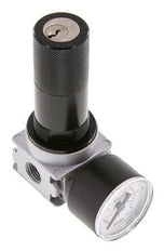 Regulador de presión G1/4'' 1450l/min 0.1-3.0bar/1-44psi de fundición de zinc con manómetro de 40 mm y cierre de cilindro Multifix 0