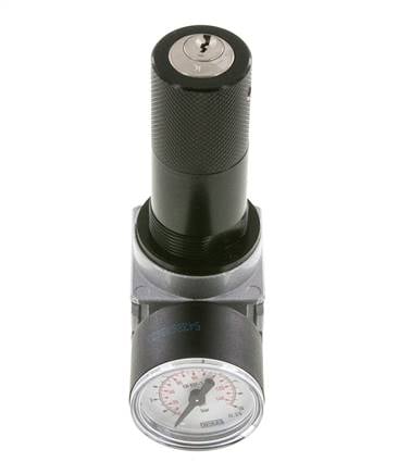 Regulador de presión G1/4'' 1450l/min 0.2-6.0bar/3-87psi de fundición de zinc con manómetro de 40 mm y cierre de cilindro Multifix 0