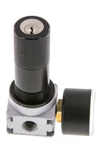 Regulador de presión G1/4'' 1450l/min 0.5-10.0bar/7-145psi de fundición de zinc con manómetro de 40 mm y cierre de cilindro Multifix 0