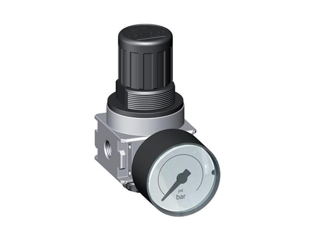 Regulador de presión G1/4'' 1450l/min 0.5-10.0bar/7-145psi Cilindro de fundición de zinc con cerradura E-11 Multifix 0