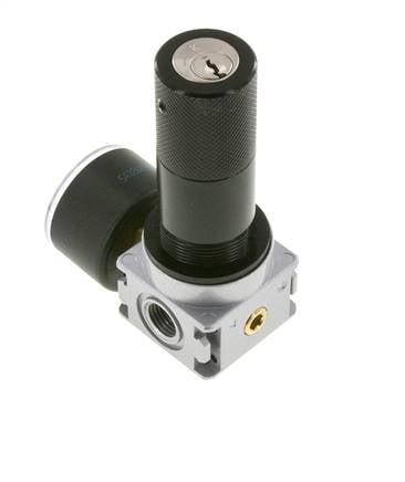 Regulador de presión G1/4'' 1450l/min 0.2-6.0bar/3-87psi de fundición de zinc con manómetro de 40 mm y cierre de cilindro Multifix 0