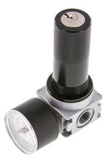 Regulador de presión G1/4'' 1450l/min 0.5-10.0bar/7-145psi de fundición de zinc con manómetro de 40 mm y cierre de cilindro Multifix 0
