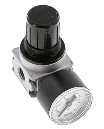Regulador de presión G1/4'' 1450l/min 0.5-10.0bar/7-145psi de fundición de zinc con manómetro de 40 mm Multifix 0