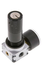 Regulador de presión G1/4'' 1450l/min 0.5-10.0bar/7-145psi de fundición de zinc con manómetro de 40 mm y cierre de cilindro Multifix 0