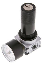 Regulador de presión G1/4'' 1450l/min 0.1-3.0bar/1-44psi de fundición de zinc con manómetro de 40 mm y cierre de cilindro Multifix 0