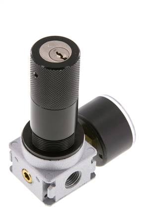 Regulador de presión G1/4'' 1450l/min 0.1-3.0bar/1-44psi de fundición de zinc con manómetro de 40 mm y cierre de cilindro Multifix 0