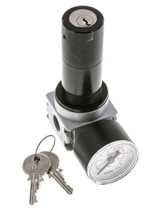 Regulador de presión para ensamblaje de colector G1/4'' 1450l/min 0.1-3.0bar/1-44psi Fundición de zinc 40 mm Manómetro Multifix 1