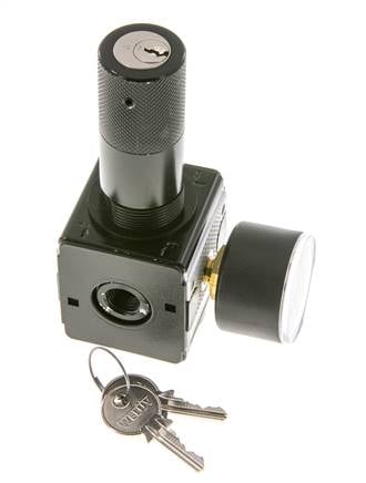 Regulador de presión para ensamblaje de colector G1/4'' 2250l/min 0.5-16.0bar/7-232psi Fundición de zinc 40 mm Manómetro Multifix 1