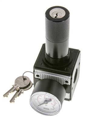 Regulador de presión para ensamblaje de colector G1/4'' 2250l/min 0.1-3.0bar/1-44psi Fundición de zinc 40 mm Manómetro Multifix 1