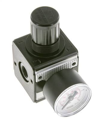 Regulador de presión para ensamblaje de colector G1/4'' 2250l/min 0.5-16.0bar/7-232psi de fundición de zinc Manómetro de 40 mm Multifix 1