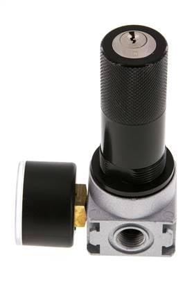 Regulador de presión G1/4'' 600l/min 0,1-3,0bar/1-44psi Manómetro de 40 mm Bloqueo de cilindro Multifix 0