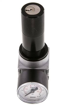 Regulador de presión G1/4'' 600l/min 0,1-3,0bar/1-44psi Manómetro de 40 mm Bloqueo de cilindro Multifix 0