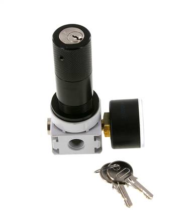 Regulador de presión G1/4'' 700l/min 0,5-10,0bar/7-145psi Manómetro de 40 mm Cylinder Lock Multifix 0