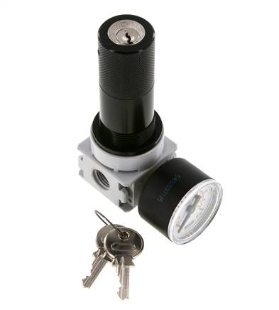 Regulador de presión G1/4'' 700l/min 0,2-6,0bar/3-87psi Manómetro de 40 mm Cylinder Lock Multifix 0