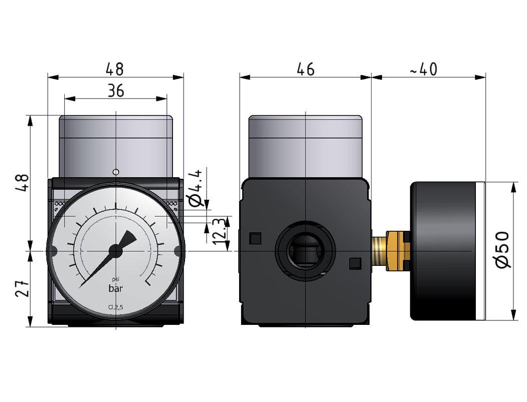 Regulador de presión pilotado G1/4'' 2100l/min 0.5-16.0bar/7-232psi de fundición de zinc Multifix 1