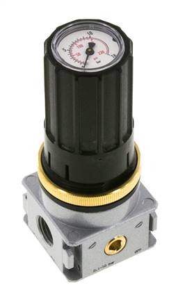 Regulador de presión G1/4'' 1450l/min 0.5-10.0bar/7-145psi Perilla de fundición de zinc con manómetro Multifix 0