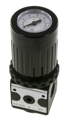 Regulador de presión G1/4'' 2100l/min 0.5-10.0bar/7-145psi Perilla de fundición de zinc con manómetro Multifix 1