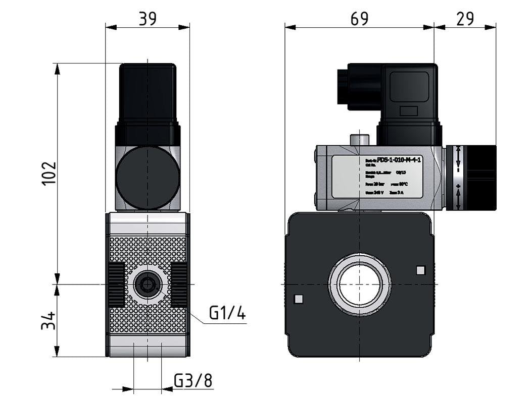 Distribuidor G1/2 11000 l/min Estrecho con Interruptor de Presión Multifix 2