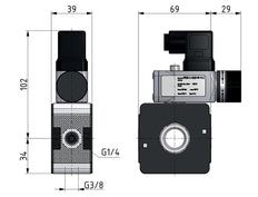 Distribuidor G1/2 11000 l/min Estrecho con Interruptor de Presión Multifix 2