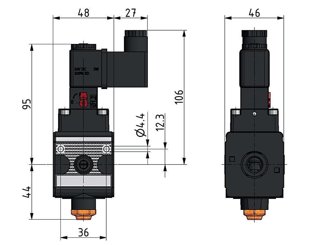 Válvula 3/2 G3/8 24VAC 900 l/min Multifix 1