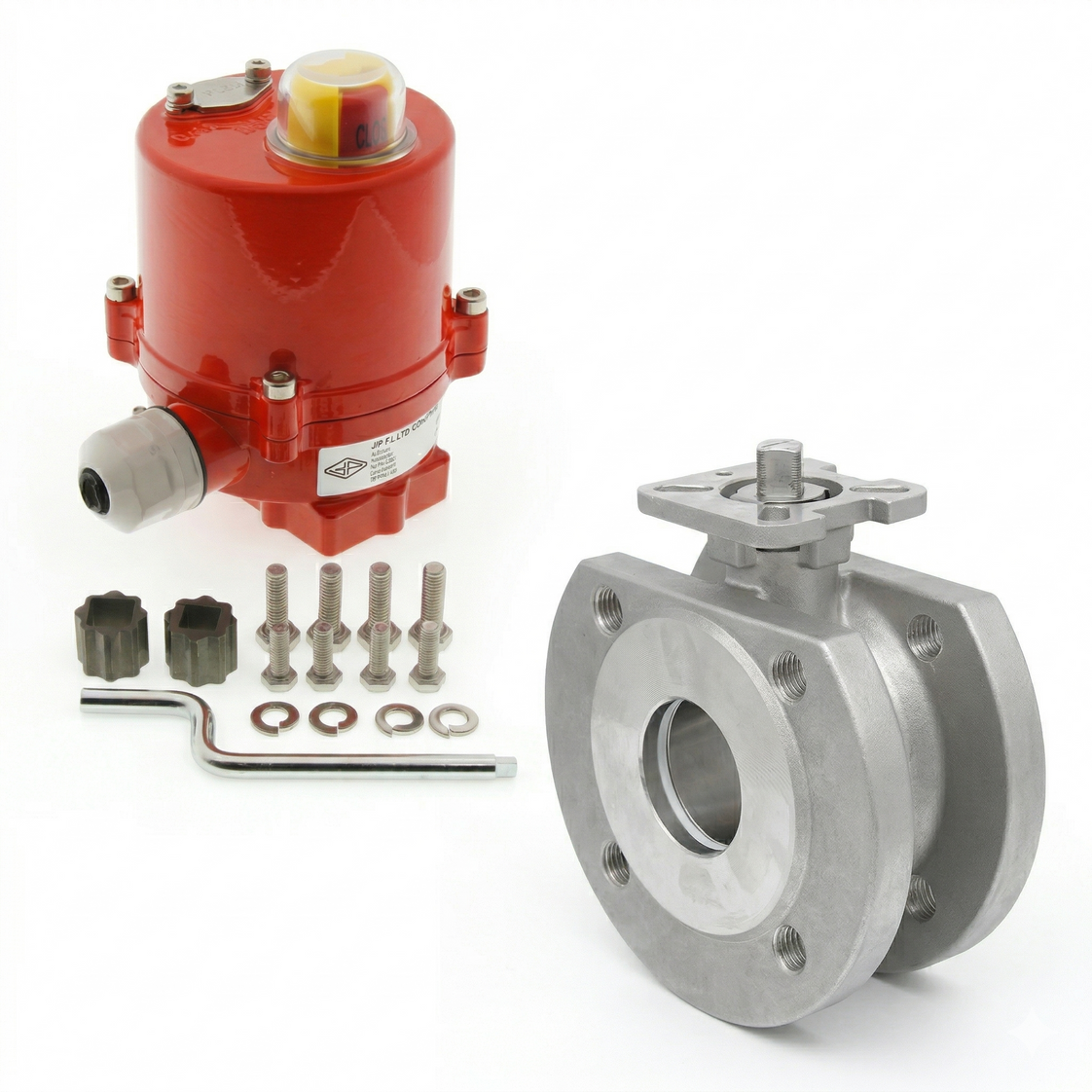 Válvula de Bola de Acero Inoxidable de 1 Pieza 2 Vías Bridadas Eléctrica DN15 PN40 100-240 V AC
