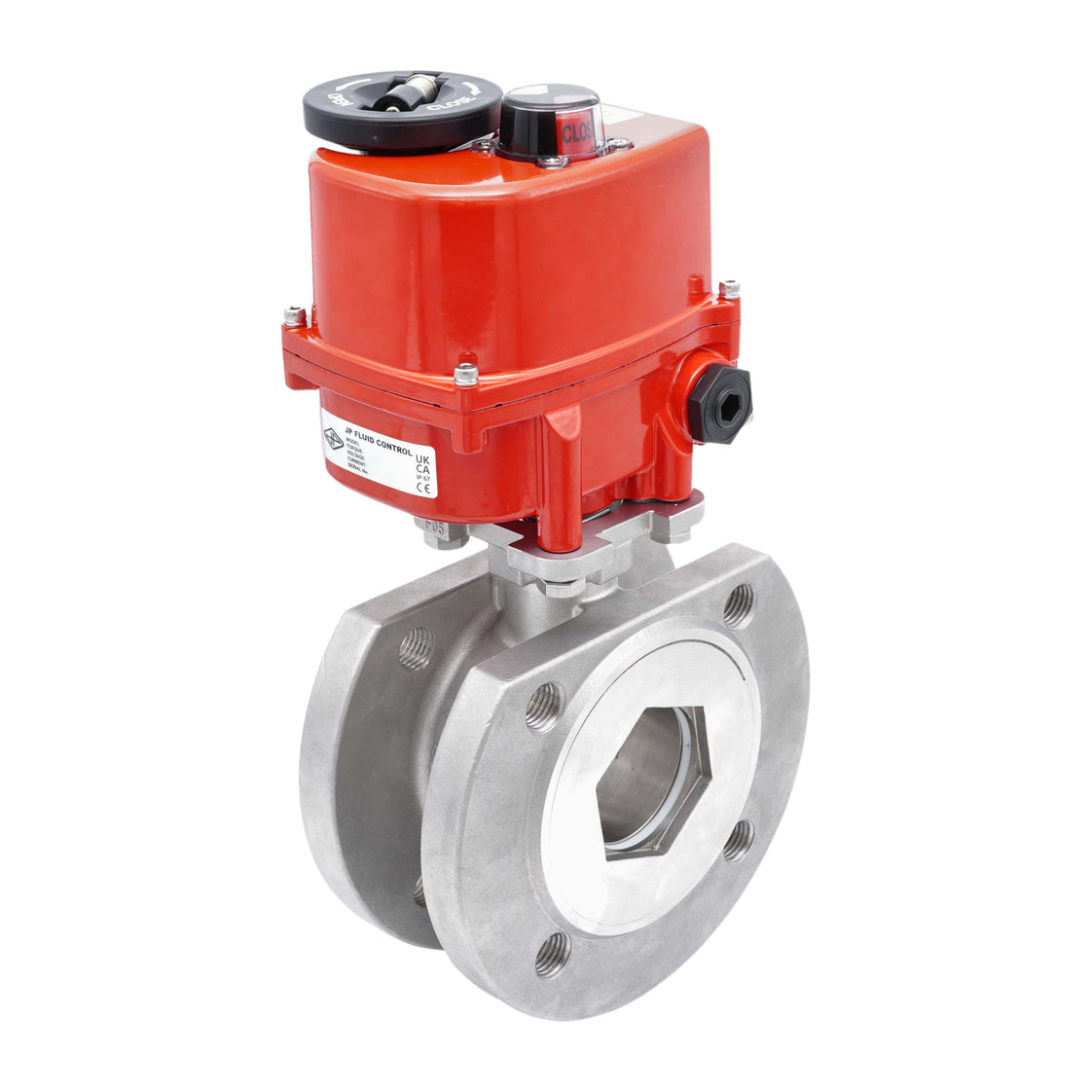 Válvula de Bola Modulante de Acero Inoxidable de 1 Pieza 2 Vías Bridadas Eléctrica DN15 PN40 24 V AC/DC