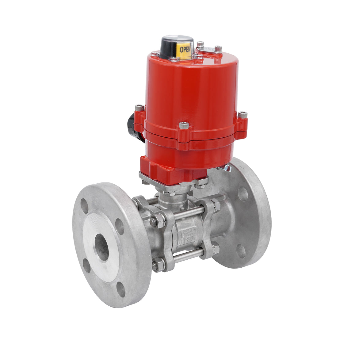 Válvula de Bola Eléctrica de Acero Inoxidable Bridadas 3 Piezas 2 Vías DN20 PN40 24 V AC/DC