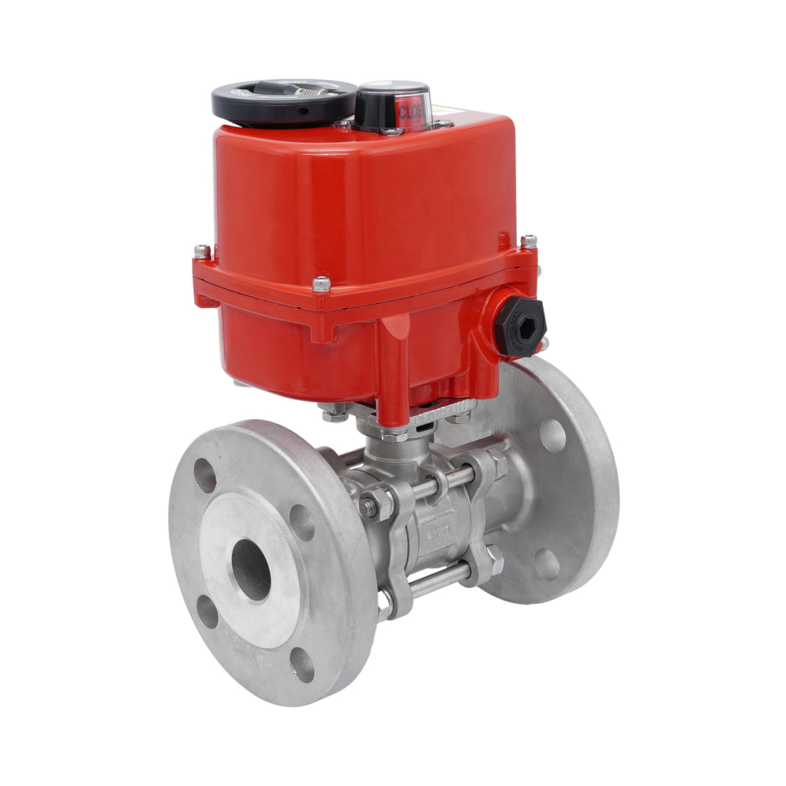 Válvula de Bola Modulante de Acero Inoxidable de 3 Piezas 2 Vías Bridadas Eléctrica DN20 PN40 24 V AC/DC