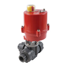 G3/4'' válvula de bola eléctrica PVC de 3 vías taladro en L 12 V CA/CC PTFE/EPDM